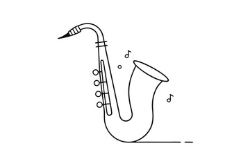 Line Art Saxophone Illustration Creative Musical Instrument Design A Classic Wind Instrument Drawn with Simple and Artistic Lines