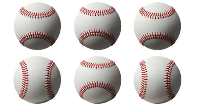 Set of six baseballs from different angles, Isolated on transparent background

 - Powered by Adobe