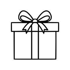Present icon, gift box with a bow isolated white transparent background