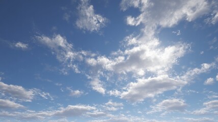 Fototapeta premium Bright sunlit sky with scattered clouds. AI generated