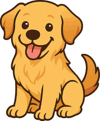 Happy Golden Retriever Vector Illustration – Isolated Cute Dog Graphic in Flat Style on White Background