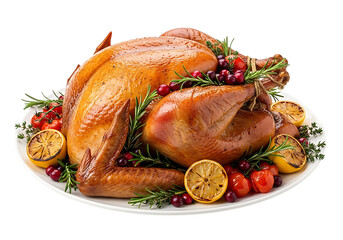Roasted Christmas turkey isolated on transparent background

