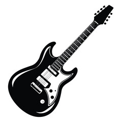 Obraz premium Sleek Electric Guitar Illustration Rocking Out in Black and White Musical Instrument Art for Music Lovers and Musicians
