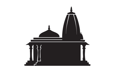 Silhouette of a Hindu temple from India, featuring distinct architectural details in a clean and minimal design.