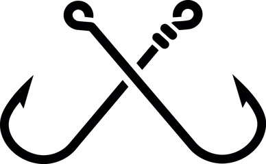Crossed fishing hooks icon minimalist outline