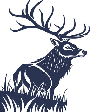 Deer's  face with Jungle environment design vector with white background