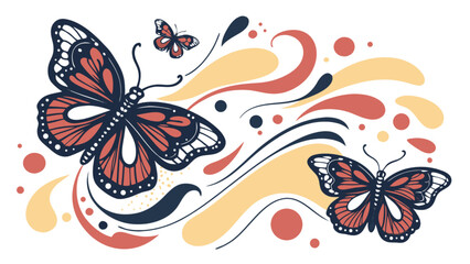 Beautiful butterfly vector art design with decorative elements for graphic design and creative projects
