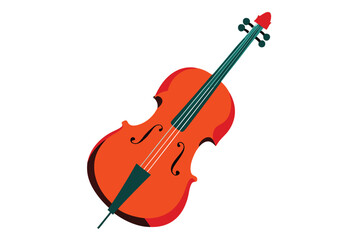 Stylized Cello Illustration with Warm Tones and Elegant Design a Classic Musical Instrument for Orchestral Performances and Artistic Compositions