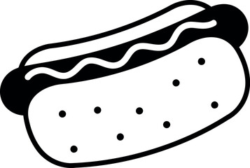 Hand drawn hot dog with mustard doodle style