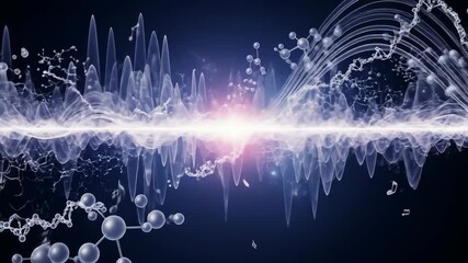 Intricate digital illustration depicting energy waves and molecular structures, representing scientific concepts. - Powered by Adobe