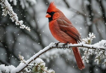 red cardinal in snow
