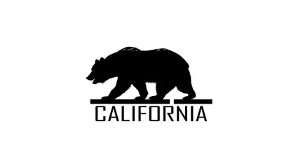 California bear symbol, black isolated silhouette