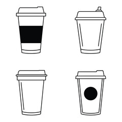 Coffee Cup Outline Set Minimalist Designs for Beverage Containers and Branding