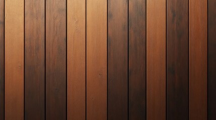Naklejka premium Close-up view of vertical wooden planks with varying shades of brown and visible wood grain texture