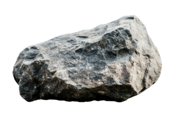 Heavy rock isolated against a white background, showcasing its rugged texture and natural features for artistic or illustrative purposes in various contexts
