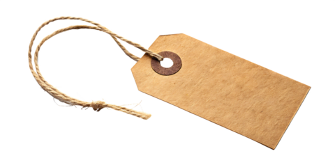 Rustic kraft paper gift tag with twine, perfect for branding, pricing, or personalized messages, adding vintage charm.