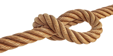 Securely tied heavy duty rope knot symbolizing strength, connection, and unbreakable bonds in a professional presentation