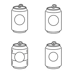 Simple Line Art Illustration of Soda Cans in Four Different Styles