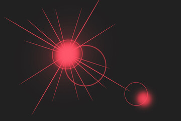 Abstract glowing red starburst with radiating lines and geometric circles on a dark background