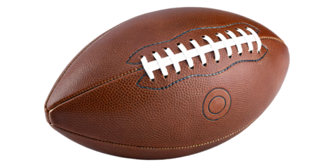 Classic American football with authentic leather texture and crisp white laces, perfect for sports promotions and game day excitement