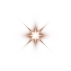 Bright chocolate brown star flash light effect with lens glow for overlays