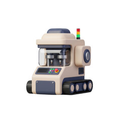 Fototapeta premium Friendly Sci-Fi Robot Tank With Transparent Background And A Cheerful Demeanor