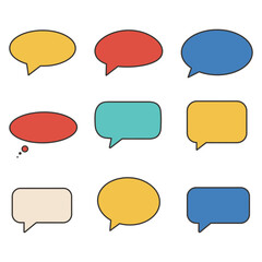 Nine Colorful Speech Bubbles for Communication Design