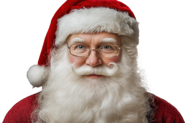 Joyful santa claus with a lush white beard in a festive red outfit posing cheerfully for holiday celebrations