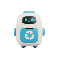 Obraz premium Fun And Friendly Robot Promoting Environmentalism With Recycling Symbol And Transparent Background