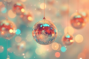 Festive holiday decorations with soft, warm light.