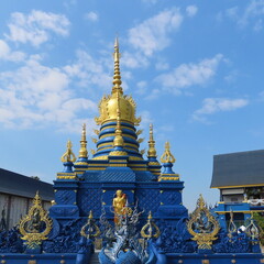 Wat Rong Suea Ten,Ornate architecture, Buddha and figures in the Blue Temple in Chiang Rai, Thailand, Asia