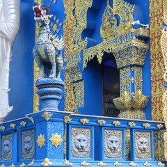 Wat Rong Suea Ten,Ornate architecture, Buddha and figures in the Blue Temple in Chiang Rai, Thailand, Asia