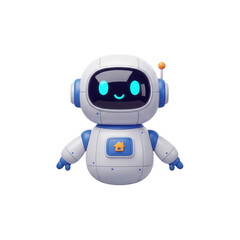 Fototapeta premium Adorable Robot Character With A Playful Expression And Creative Design Isolated On transparent background
