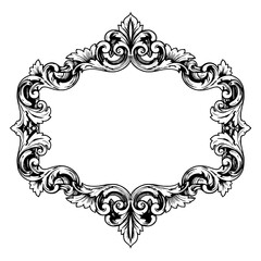 Elegant vintage frame: An exquisite display frame, adorned with intricate ornamental floral and foliage patterns, exudes timeless sophistication.