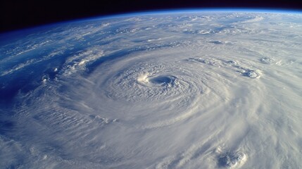 Swirling Hurricane Over the Ocean Captured From Space Showcasing Natures Power in a Breathtaking View