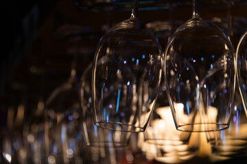 wine glass hanging in the bar