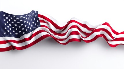 Wavy American flag design with detailed stars and stripes representing patriotism and national pride in a dynamic layout