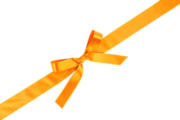 Fototapeta premium Orange silk ribbon bow isolated on white background isolated on a transparent background