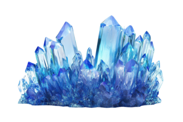 Liquid crystal caverns frozen in an abstract formation showcasing vibrant blue hues and intricate shapes resembling a natural geological wonder