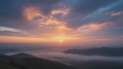 Sunrise Over Misty Mountains