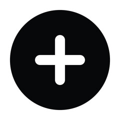 Obraz premium Solid plus icon to add, increase, or create new