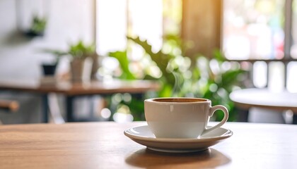 Obraz premium Latte in cafe, warm light, blurred background