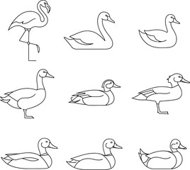 Fototapeta premium Detailed animal silhouette line art illustration isolated on white background