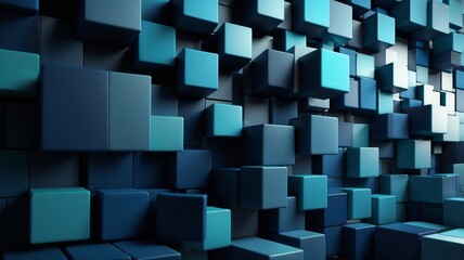 Obraz premium Abstract 3D Background with Blue Cubes and Blocks
