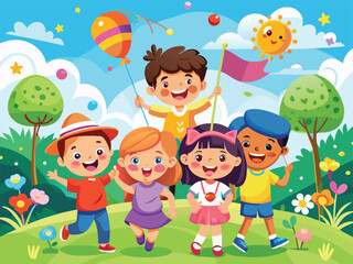 Happy Children Day Concept Vector Art & Graphics 
