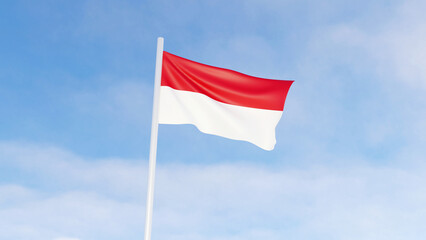 Indonesian flag is waving againts the sky