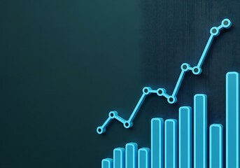 Abstract blue graph and chart showing business growth and financial market success