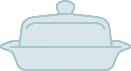 Butter Dish with Lid Color Vector Design