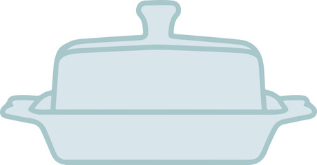 Butter Dish with Lid Color Vector Design