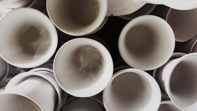 Unpainted Cups  in the Ceramics Workshop